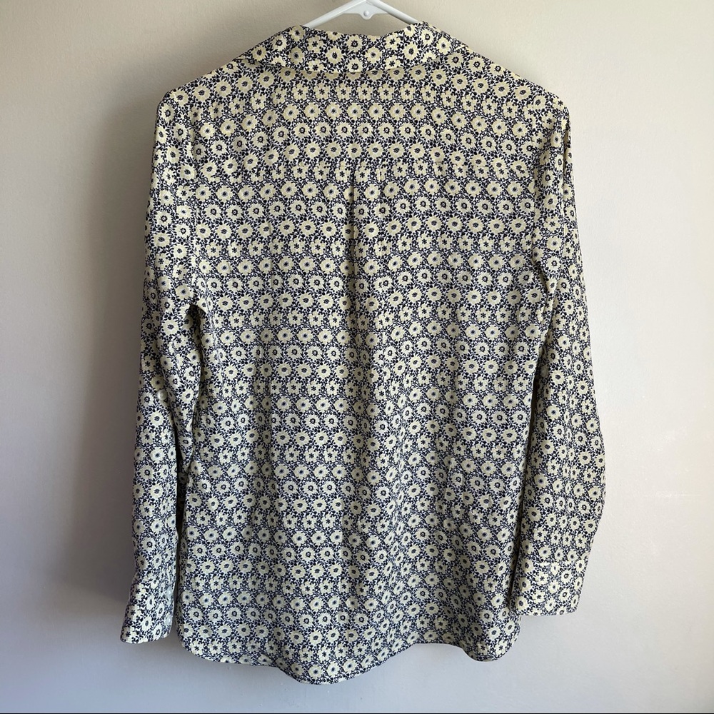 Ann Taylor Popover Floral Tab Sleeve Career Blouse - Picture 6 of 6